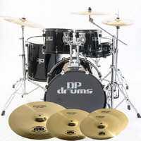 DP Drums Studio Xtreme 5 Pce Drum Kit BTB20 14 16 20 Control Cymbal Pack + Stool - Black