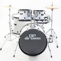 DP Drums Studio Xtreme 5 Piece Drum Kit w/Pro Hardware + Cymbals + Stool - White