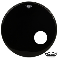 Remo 18 Inch Powerstroke 3 Ebony Bass Drum Head w/Offset Hole + Dynamo P3-1018-ES-OH