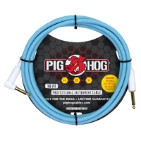 Pig Hog Hex Series Silent Cable 10 ft Right Angle Daphne Blue PHSH10DBR