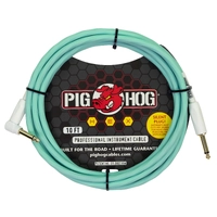 Pig Hog Hex Series Silent Cable 10 ft Right Angle Seafoam Green PHSH10SGR
