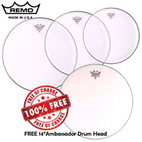 Remo Clear Emperor Drum Head Skin Pack Fusion inc FREE 14" AMB 10", 12", 14"  PP-0240-BE Pro Pack