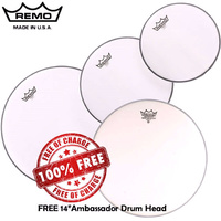 Remo Coated Emperor Drum Head Skin Pack Rock inc FREE 14" AMB 12", 13", 16"  PP-1010-BE Pro Pack