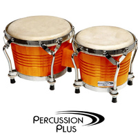Percussion Plus 7.5 and 8.5 inch Bongo Drums Natural Wooden Staved Tuneable
