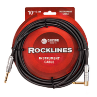 Carson Rocklines 10ft Straight to Right Angle Guitar/Instrument Cable ROK10SL