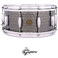 Gretsch Hammered Black Steel Shell 14 x 65 inch Snare Drum With Di-Cast Hoops