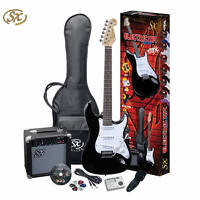 SX Black Electric Guitar and 10W Amplifier Pack inc Gig Bag, Strap Amp, Cable , Picks SE1SK Essex