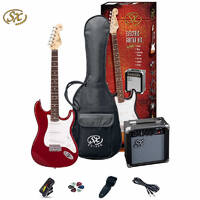 SX Electric Guitar and 10W Amplifier Pack w/Accessories Candy Apple Red SE1SKCAR