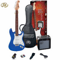 SX Blue Electric Guitar and 10W Amplifier Pack + Gig Bag, Strap Amp, Cable , Picks SE1SK Essex