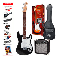 SX Left handed Black Electric Guitar+10W Amp Pack Including Accessories SE1SKLHB