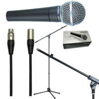 Shure SM58 Vocal Microphone K&M Boom Stand 5m Rean XLR XLR Cable