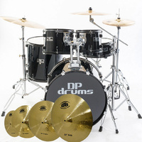 Studio Xtreme 5 Pce Drum Kit BTB20 14 16 20 Cymbal Set Stool Black 5 Yr Warranty