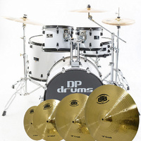 Studio Xtreme 5 Piece Drum Kit BTB20 14 16 18 Cymbal Box Set Stool White DP Drums