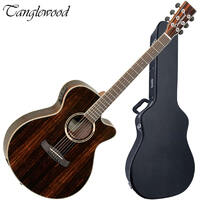 Tanglewood Discovery SF Acoustic Electric Guitar Ebony Top Back Sides + Hard Case TDBTSFCEAEB