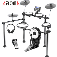 8 Piece Electric Electronic Drum Kit Mesh Heads 10" Kick Headphones Aroma TDX210