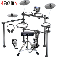 8 Piece Electric Electronic Drum Kit Set Mesh Heads Stool Headphones Aroma TDX21