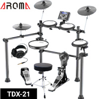 8 Piece Electronic Drum Kit Mesh Heads T-1A Stool +SHD60 Headphones Aroma TDX-21
