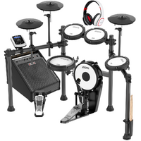 Aroma TDX-2210 8 Piece Electronic Drum Kit Set w/Mesh Heads, 10&quot; Mesh Bass Drum, ADX40 Drum Amp, AHS2 Headphones Inc/Bluetooth