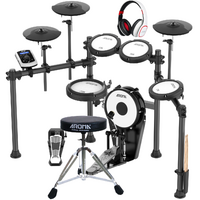 Aroma TDX-2210 8 Piece Electronic Drum Kit Set w/Mesh Heads, 10&quot; Mesh Bass Drum, Stool, AHS2 Headphones Inc/Bluetooth