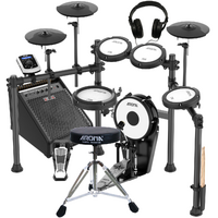 Aroma TDX-2210 8 Piece Electronic Drum Kit Set w/Mesh Heads, 10&quot; Mesh Bass Drum, ADX40 Drum Amp, Stool, HP1 Headphones Inc/Bluetooth