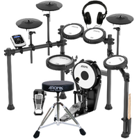Aroma TDX-22II 8 Piece Electronic Drum Kit Set w/Mesh Heads, Stool, Headphones Inc/Bluetooth