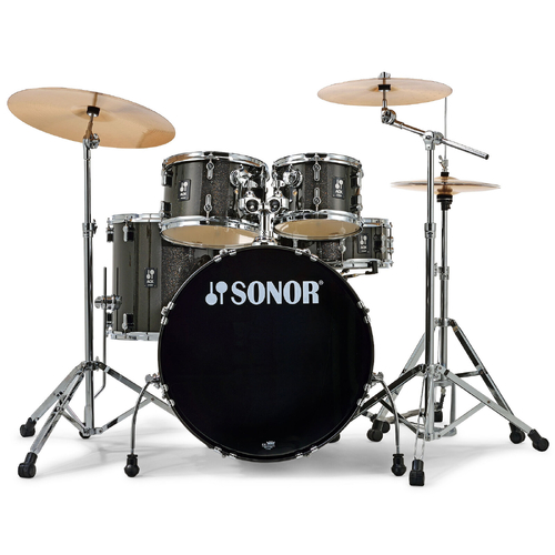 Used As New Sonor AQX Stage 5 Piece Drum Kit+1000 Hardware+B8 Cymbals-Black Midnight Sparkle