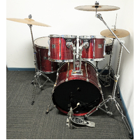 Used Pearl ELX Export 5 Piece Drum Kit w/Stands + Zildjian ZHT 14,16,20 Cymbals - Red Lacquer- Includes Warranty