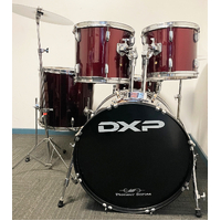 Used DXP 5 Piece Drum Kit w/Stands, New Cymbals - Wine Red - Includes Warranty