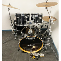 Used Mapex M Series Birch 5 Piece Drum Kit w/Stands 14, 16, 20 Paiste 502 Cymbal Set - Black - Includes Warranty