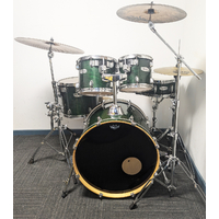 Used Mapex M Series Birch 5 Piece Drum Kit w/Stands Zildjian/Sabian Cymbals - Green - Includes Warranty