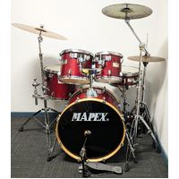 Used Mapex M Series Birch 5 Piece Drum Kit w/Stands Zildjian Cymbals - Red - Includes Warranty