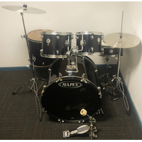 Used Mapex Prodigy 5 Piece Drum Kit w/Stands, New Cymbals & Stool - Black - Includes Warranty