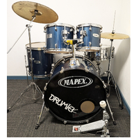 Used Mapex Q Series 5 Piece Drum Kit w/Stands + 14/18 Cymbals - Blue - Includes Warranty