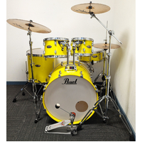 Used As New Pearl Decade Maple 5 Piece Drum Kit w/Stands, Zildjian ZBT 14, 16, 20 Cymbals - Yellow- Including Warranty