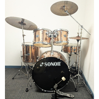 Used Sonor Smart Force Extend 5 Piece Drum Kit w/Stands + Zildjian 14,16,20 Cymbals - Brushed Copper - Includes Warranty
