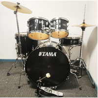 Used Tama Stagestar 5 Piece Drum Kit w/Stands + Cymbals - Black - Includes Warranty