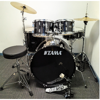 Used Tama Stagestar 5 Piece Drum Kit w/Stands  + Cymbals - Black - Includes Warranty