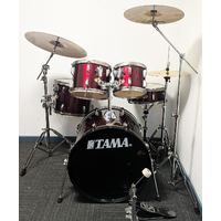 Used Tama Swingstar 5 Piece Drum Kit w/Stands, Zildjian/BTB20 Cymbals - Wine Red - Includes Warranty