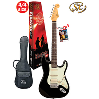 SX Electric Guitar Vintage 60's Style HSS with Humbucker Pickup - Black -VES62HB