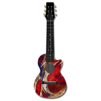 Kealoha Guitalele in Abstract Red Swirl Design with Black ABS Resin Body