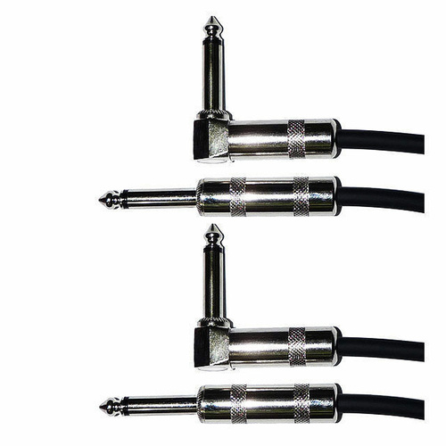 2 X 20ft 6m Guitar Cable Straight - Right Angle Jack Instrument Lead ...